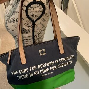Kate Spade Black and Green Tote with Quote